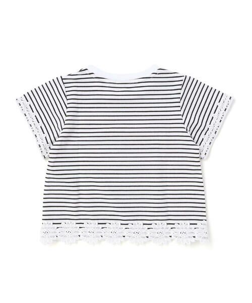 BeBe Petits Pois Vert / ベベ プチ ポワ ヴェール Tシャツ | 【店舗限定】ボーダー花レースTシャツ(95~160cm) | 詳細6