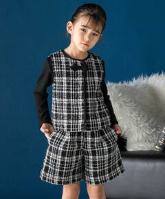 BeBe Petits Pois Vert / ベベ プチ ポワ ヴェール その他トップス | リボンツイードセットアップ(95~160cm)
