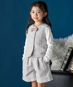 BeBe Petits Pois Vert / ベベ プチ ポワ ヴェール その他トップス | リボンツイードセットアップ(95~160cm)