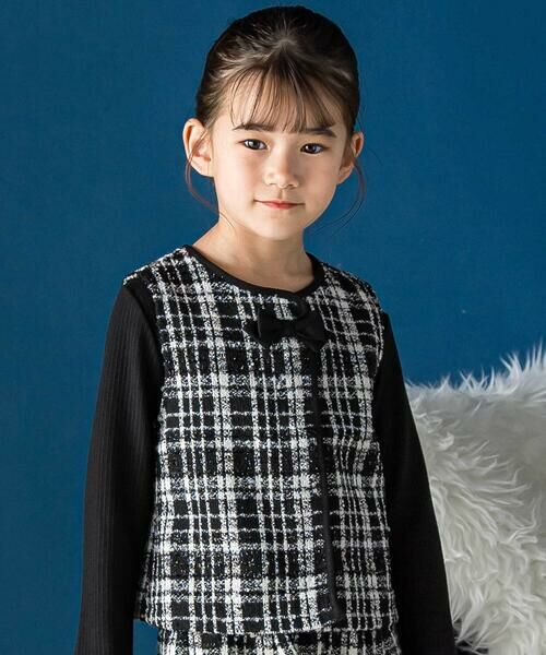 BeBe Petits Pois Vert / ベベ プチ ポワ ヴェール その他トップス | リボンツイードセットアップ(95~160cm) | 詳細2