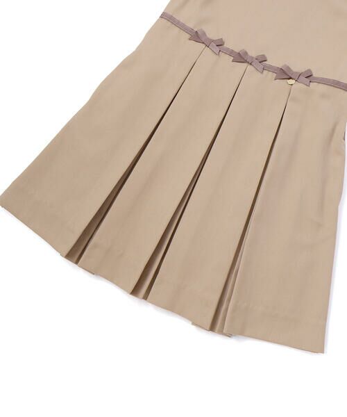 BeBe Petits Pois Vert / ベベ プチ ポワ ヴェール ミニ丈・ひざ丈ワンピース | フリル付きタックリボンポイントジャンパースカート(95~150cm) | 詳細10