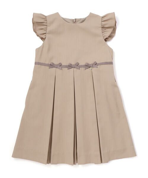 BeBe Petits Pois Vert / ベベ プチ ポワ ヴェール ミニ丈・ひざ丈ワンピース | フリル付きタックリボンポイントジャンパースカート(95~150cm) | 詳細4