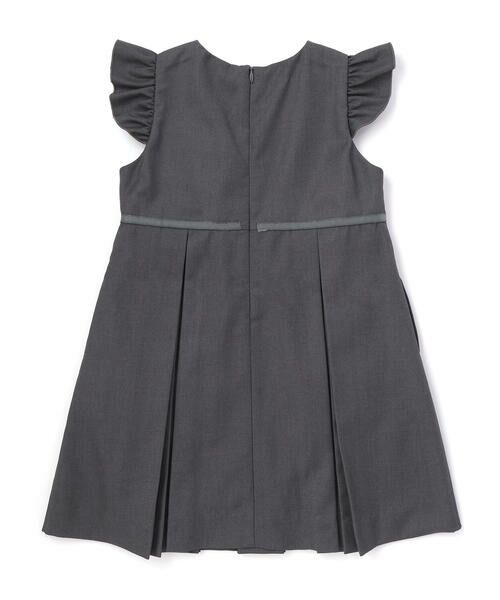 BeBe Petits Pois Vert / ベベ プチ ポワ ヴェール ミニ丈・ひざ丈ワンピース | フリル付きタックリボンポイントジャンパースカート(95~150cm) | 詳細18