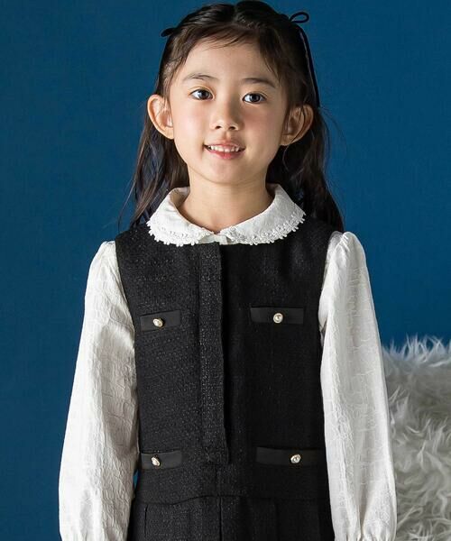 BeBe Petits Pois Vert / ベベ プチ ポワ ヴェール ミニ丈・ひざ丈ワンピース | ツイードプリーツジャンパースカート(95~150cm) | 詳細2
