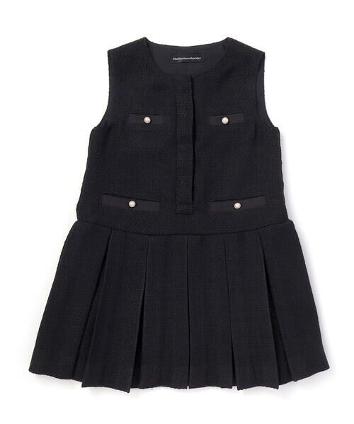 BeBe Petits Pois Vert / ベベ プチ ポワ ヴェール ミニ丈・ひざ丈ワンピース | ツイードプリーツジャンパースカート(95~150cm) | 詳細4