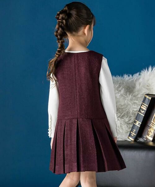 BeBe Petits Pois Vert / ベベ プチ ポワ ヴェール ミニ丈・ひざ丈ワンピース | ツイードプリーツジャンパースカート(95~150cm) | 詳細8