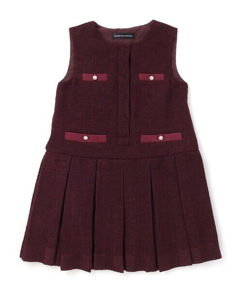 BeBe Petits Pois Vert / ベベ プチ ポワ ヴェール ミニ丈・ひざ丈ワンピース | ツイードプリーツジャンパースカート(95~150cm) | 詳細9