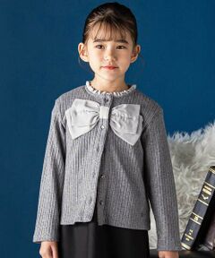 BeBe Petits Pois Vert / ベベ プチ ポワ ヴェール カーディガン・ボレロ | シフォンリボンキラリブ長袖カーディガン(95~150cm)