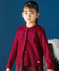 BeBe Petits Pois Vert / ベベ プチ ポワ ヴェール カーディガン・ボレロ | シフォンリボンキラリブ長袖カーディガン(95~150cm)