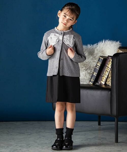 BeBe Petits Pois Vert / ベベ プチ ポワ ヴェール カーディガン・ボレロ | シフォンリボンキラリブ長袖カーディガン(95~150cm) | 詳細1