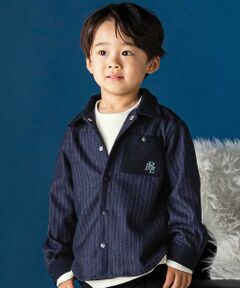 BeBe Petits Pois Vert / ベベ プチ ポワ ヴェール シャツ・ブラウス | ストライプ長袖ジャケットシャツ(95~150cm)
