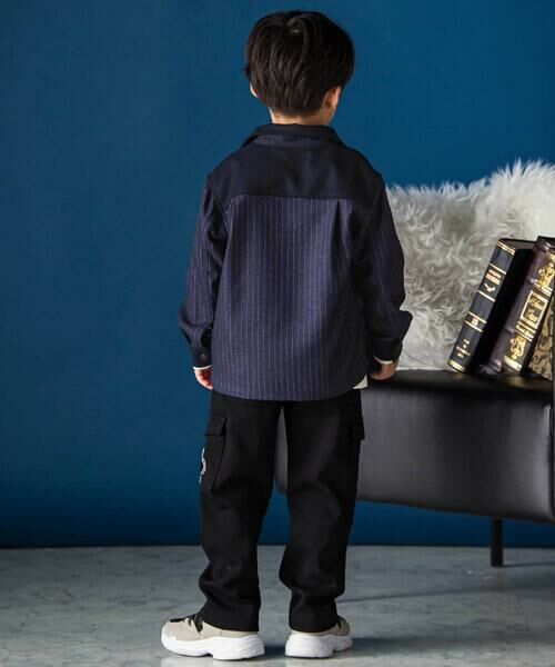 BeBe Petits Pois Vert / ベベ プチ ポワ ヴェール シャツ・ブラウス | ストライプ長袖ジャケットシャツ(95~150cm) | 詳細1