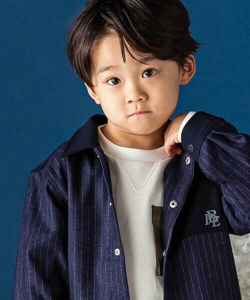 BeBe Petits Pois Vert / ベベ プチ ポワ ヴェール シャツ・ブラウス | ストライプ長袖ジャケットシャツ(95~150cm) | 詳細2