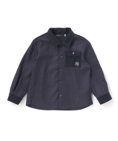 BeBe Petits Pois Vert / ベベ プチ ポワ ヴェール シャツ・ブラウス | ストライプ長袖ジャケットシャツ(95~150cm) | 詳細4