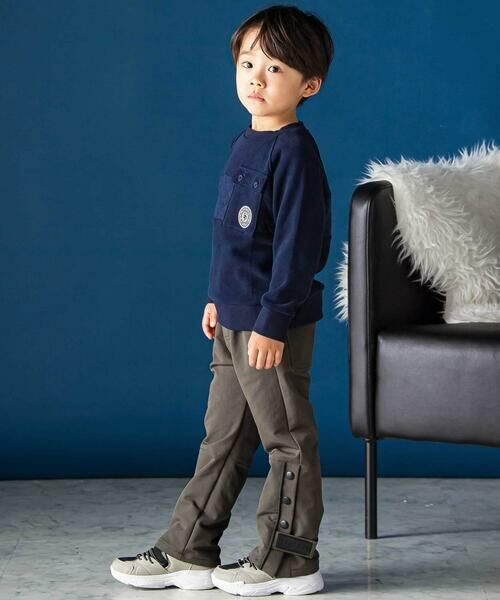 BeBe Petits Pois Vert / ベベ プチ ポワ ヴェール スウェット | ニットリブ&キルト切り替えラグラントレーナー(95~150cm) | 詳細2