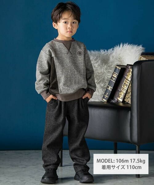BeBe Petits Pois Vert / ベベ プチ ポワ ヴェール スウェット | ネップ異素材切り替えトレーナー(95~160cm) | 詳細12