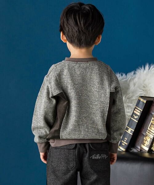 BeBe Petits Pois Vert / ベベ プチ ポワ ヴェール スウェット | ネップ異素材切り替えトレーナー(95~160cm) | 詳細14