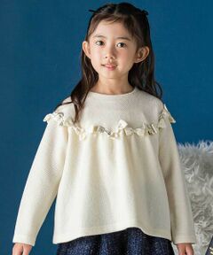 BeBe Petits Pois Vert / ベベ プチ ポワ ヴェール スウェット | リボンニットポンチトップス(95~160cm)