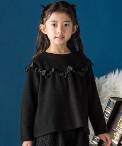 BeBe Petits Pois Vert / ベベ プチ ポワ ヴェール スウェット | リボンニットポンチトップス(95~160cm)