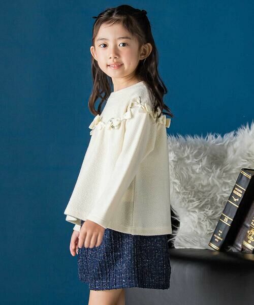 BeBe Petits Pois Vert / ベベ プチ ポワ ヴェール スウェット | リボンニットポンチトップス(95~160cm) | 詳細3