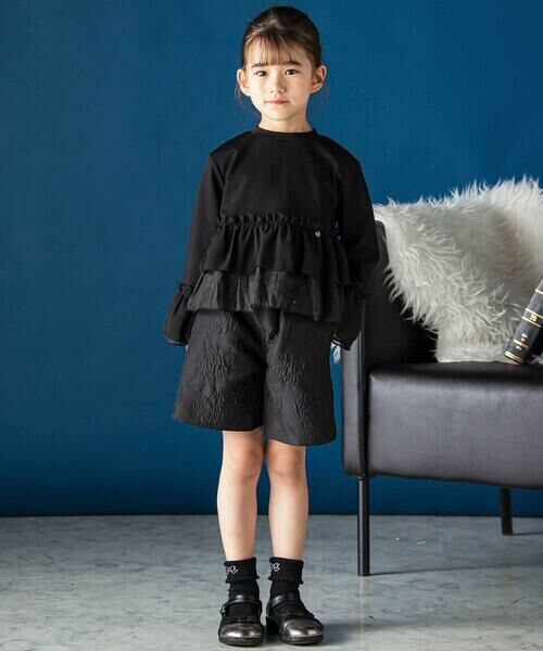 BeBe Petits Pois Vert / ベベ プチ ポワ ヴェール ショート・ハーフ・半端丈パンツ | 花柄ジャガードキュロット(95~150cm) | 詳細8