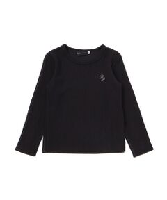 BeBe Petits Pois Vert / ベベ プチ ポワ ヴェール Tシャツ | パールフリルリブ長袖トップス(95~150cm)