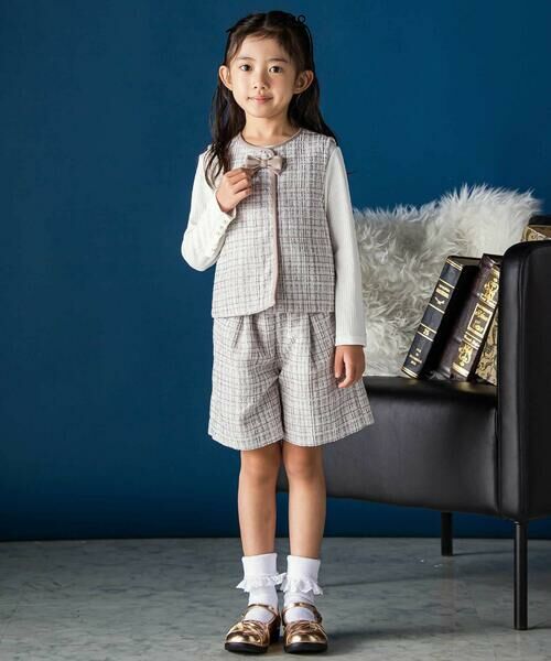 BeBe Petits Pois Vert / ベベ プチ ポワ ヴェール Tシャツ | パールフリルリブ長袖トップス(95~150cm) | 詳細1