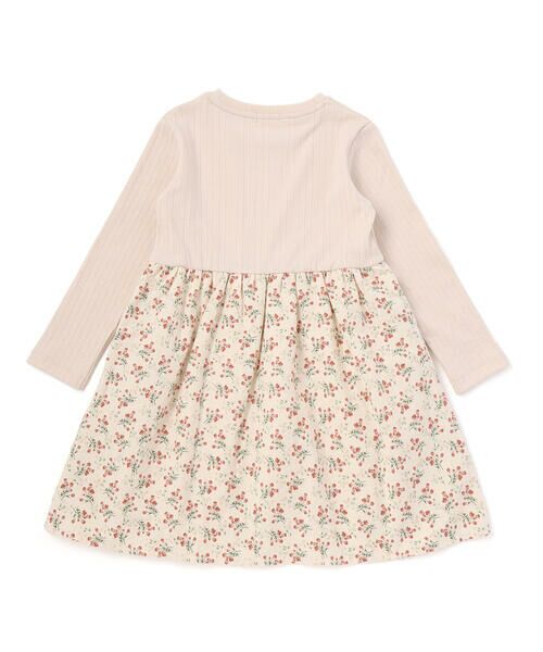 BeBe Petits Pois Vert / ベベ プチ ポワ ヴェール ミニ丈・ひざ丈ワンピース | 【店舗限定】リブ+ネル花柄ドッキング長袖ワンピース(95~150cm) | 詳細14