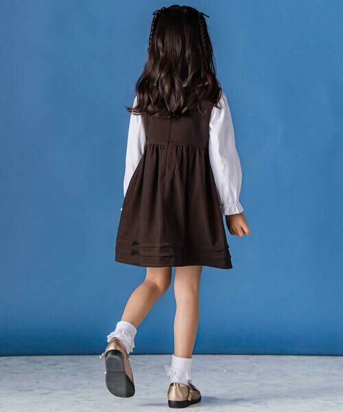 BeBe Petits Pois Vert / ベベ プチ ポワ ヴェール ドレス | 【店舗限定】編み込みリボンジャンパースカート(95~160cm) | 詳細2