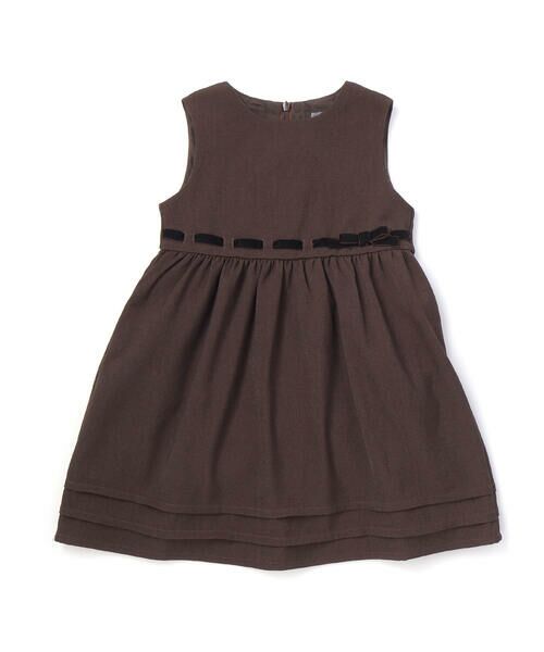 BeBe Petits Pois Vert / ベベ プチ ポワ ヴェール ドレス | 【店舗限定】編み込みリボンジャンパースカート(95~160cm) | 詳細3