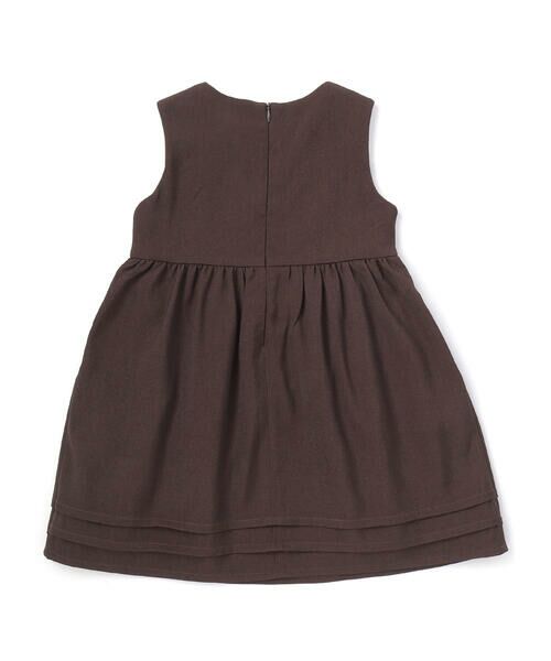 BeBe Petits Pois Vert / ベベ プチ ポワ ヴェール ドレス | 【店舗限定】編み込みリボンジャンパースカート(95~160cm) | 詳細4
