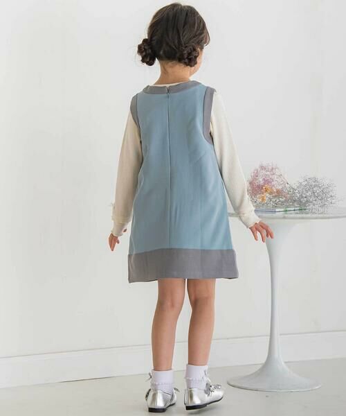 BeBe Petits Pois Vert / ベベ プチ ポワ ヴェール ドレス | 【店舗限定】配色リボンジャンパースカート(95~150cm) | 詳細3