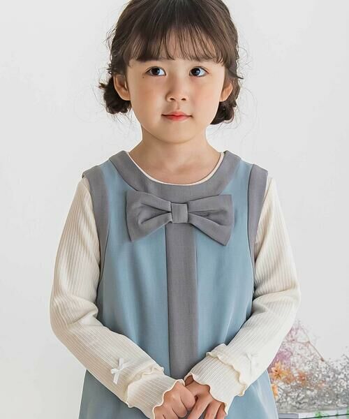 BeBe Petits Pois Vert / ベベ プチ ポワ ヴェール ドレス | 【店舗限定】配色リボンジャンパースカート(95~150cm) | 詳細4
