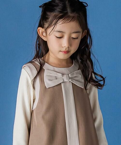 BeBe Petits Pois Vert / ベベ プチ ポワ ヴェール ドレス | 【店舗限定】配色リボンジャンパースカート(95~150cm) | 詳細15