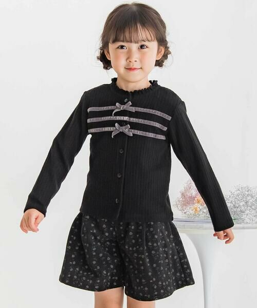 BeBe Petits Pois Vert / ベベ プチ ポワ ヴェール カーディガン・ボレロ | 【店舗限定】リボンリブニットカーディガン(95~150cm) | 詳細2