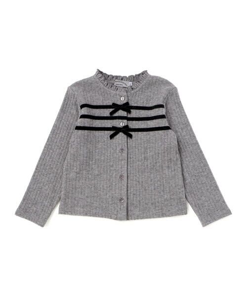 BeBe Petits Pois Vert / ベベ プチ ポワ ヴェール カーディガン・ボレロ | 【店舗限定】リボンリブニットカーディガン(95~150cm) | 詳細8