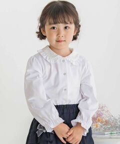 BeBe Petits Pois Vert / ベベ プチ ポワ ヴェール シャツ・ブラウス | 【店舗限定】襟花レースブラウス(95~150cm)
