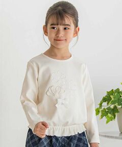 BeBe Petits Pois Vert / ベベ プチ ポワ ヴェール スウェット | 【店舗限定】花パッチワークポンチトレーナー(95~150cm)