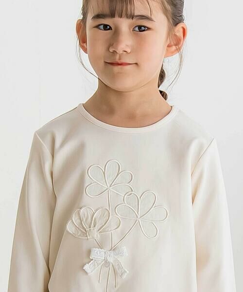 BeBe Petits Pois Vert / ベベ プチ ポワ ヴェール スウェット | 【店舗限定】花パッチワークポンチトレーナー(95~150cm) | 詳細2