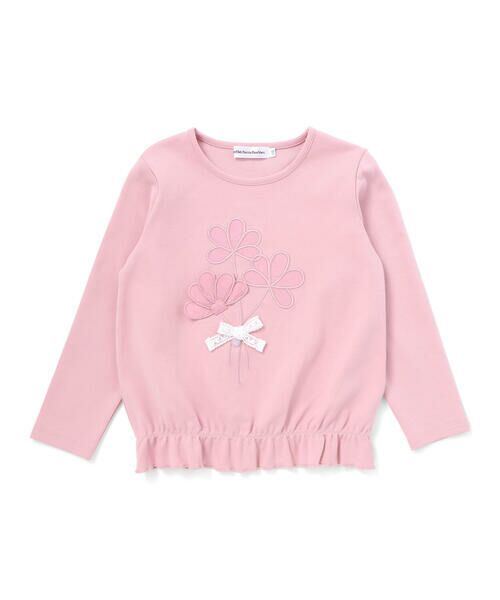 BeBe Petits Pois Vert / ベベ プチ ポワ ヴェール スウェット | 【店舗限定】花パッチワークポンチトレーナー(95~150cm)(ピンク)