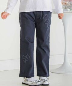 BeBe Petits Pois Vert / ベベ プチ ポワ ヴェール その他パンツ | 【店舗限定】リボン刺しゅうカラーデニムロングパンツ(95~160cm)
