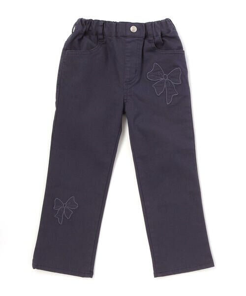 BeBe Petits Pois Vert / ベベ プチ ポワ ヴェール その他パンツ | 【店舗限定】リボン刺しゅうカラーデニムロングパンツ(95~160cm) | 詳細3