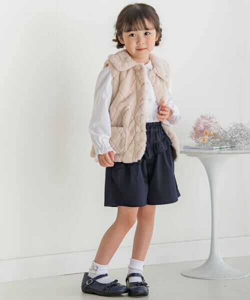BeBe Petits Pois Vert / ベベ プチ ポワ ヴェール ショート・ハーフ・半端丈パンツ | 【店舗限定】フリルリボンキュロットパンツ(95~150cm) | 詳細2