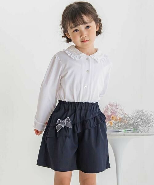 BeBe Petits Pois Vert / ベベ プチ ポワ ヴェール ショート・ハーフ・半端丈パンツ | 【店舗限定】フリルリボンキュロットパンツ(95~150cm) | 詳細3