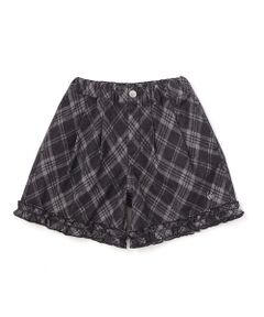BeBe Petits Pois Vert / ベベ プチ ポワ ヴェール ショート・ハーフ・半端丈パンツ | 【店舗限定】チェック柄デニムキュロットパンツ(95~150cm)