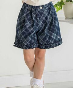 BeBe Petits Pois Vert / ベベ プチ ポワ ヴェール ショート・ハーフ・半端丈パンツ | 【店舗限定】チェック柄デニムキュロットパンツ(95~150cm)