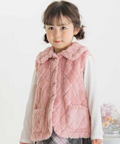BeBe Petits Pois Vert / ベベ プチ ポワ ヴェール ベスト | 【店舗限定】スパンコールファーベスト(95~150cm)