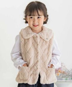 BeBe Petits Pois Vert / ベベ プチ ポワ ヴェール ベスト | 【店舗限定】スパンコールファーベスト(95~150cm)