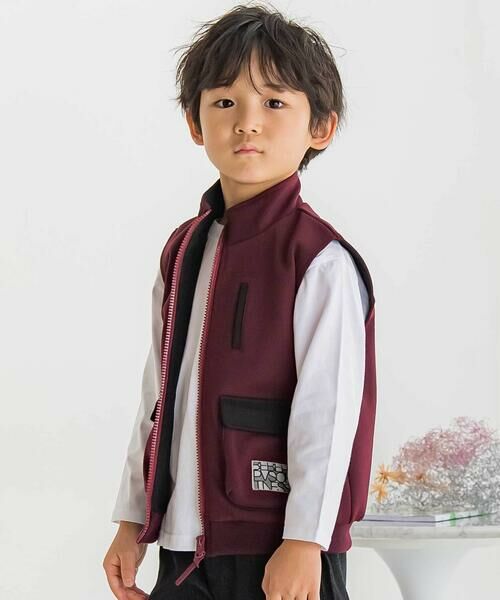 BeBe Petits Pois Vert / ベベ プチ ポワ ヴェール ベスト | 【店舗限定】フラップポケットベスト(95~150cm)(ボルドー)