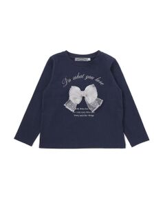 BeBe Petits Pois Vert / ベベ プチ ポワ ヴェール Tシャツ | 【店舗限定】チュールリボンロングTシャツ(95~150cm)